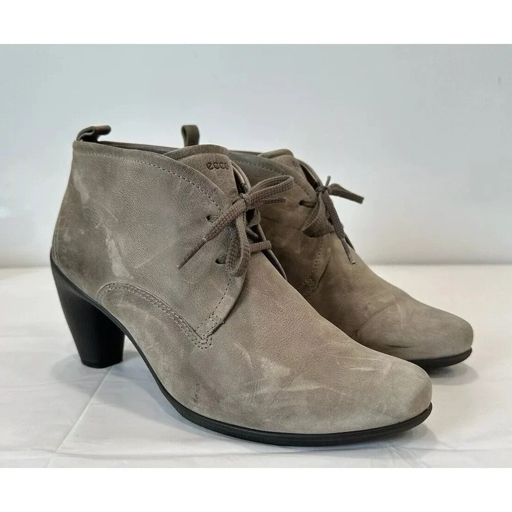 ECCO‎ Amber Sculptured Ankle Boot Gray Leather Lace Up / Womens 9